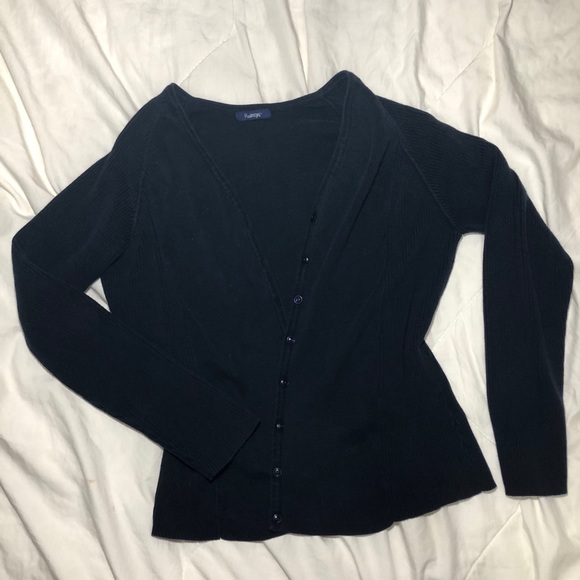 Navy Blue Button Up Cardigan - Picture 2 of 3